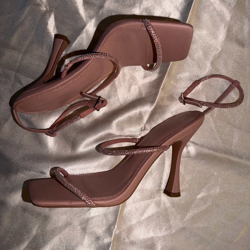 ASOS Mauve Rhinestone Strappy High-Heel Sandals